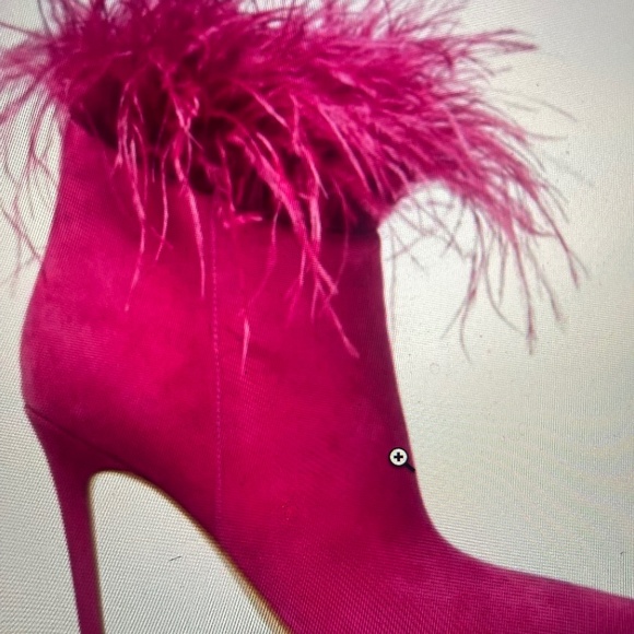 Michael Kors Whitby Pink Ostrich Suede & Feather High Heel Bootie 10M - Picture 1 of 11